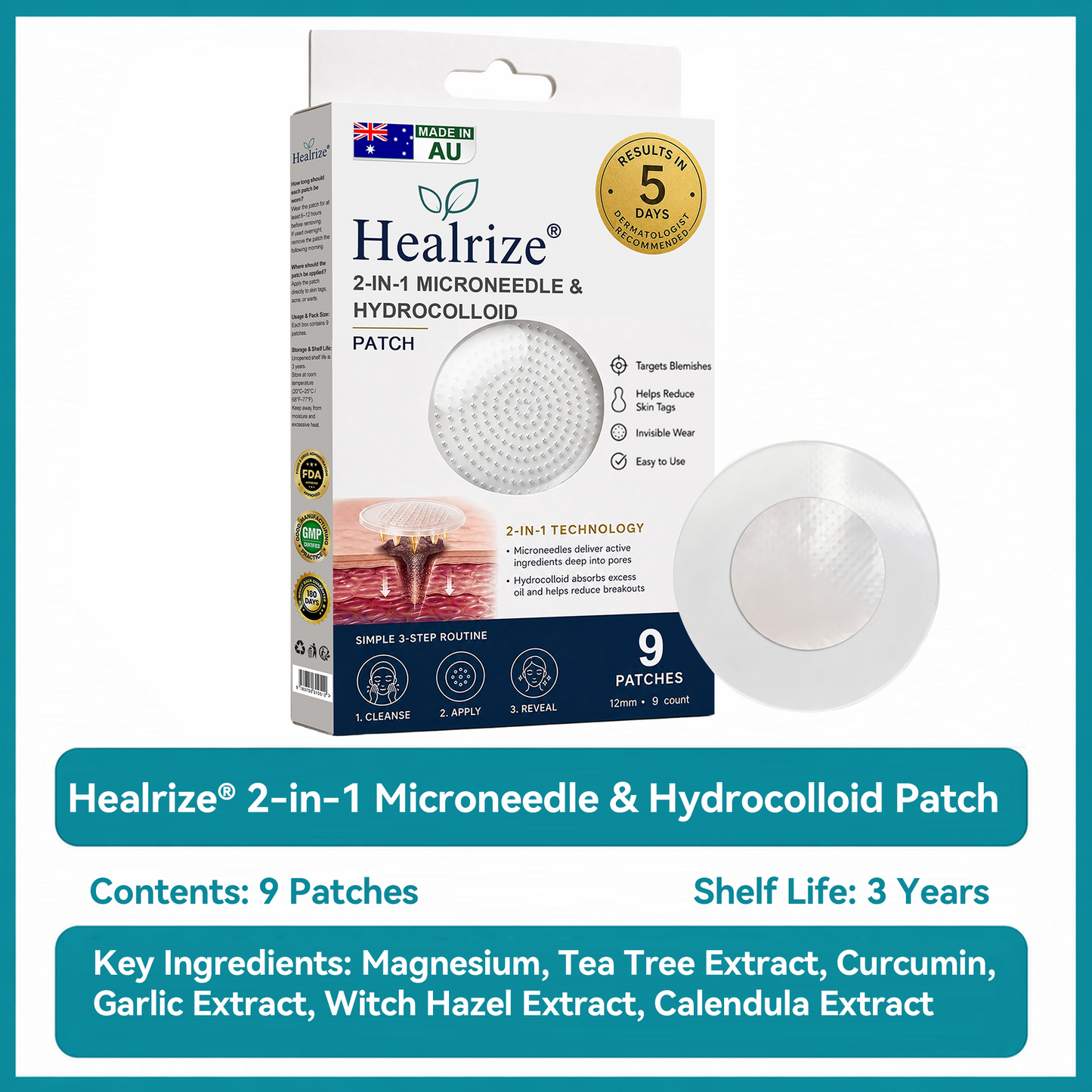✅🇦🇺𝐇𝐞𝒂𝒍𝗿𝗶𝙯𝙚®2-in-1 Microneedle & Hydrocolloid Patch🔥| Removes Raised Moles, Acne, Flat Warts & Skin Tags | Helps Improve Wrinkles, Scars & Blemishes | Invisible Patches for Face & Body