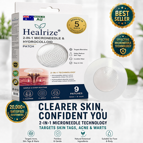 ✅🇦🇺𝐇𝐞𝒂𝒍𝗿𝗶𝙯𝙚®2-in-1 Microneedle & Hydrocolloid Patch🔥| Removes Raised Moles, Acne, Flat Warts & Skin Tags | Helps Improve Wrinkles, Scars & Blemishes | Invisible Patches for Face & Body