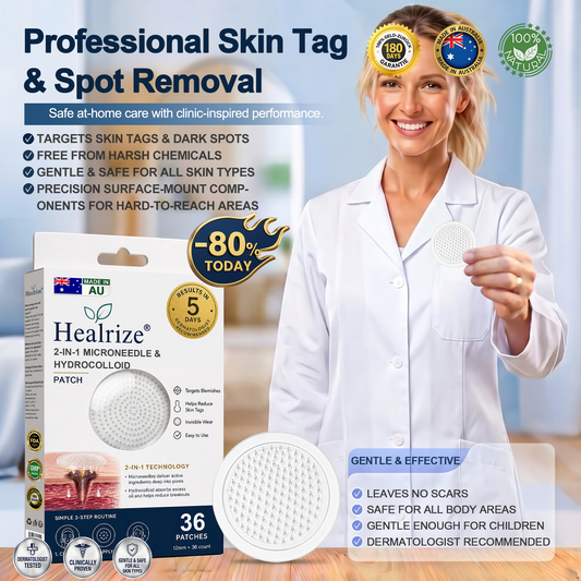 【 🔱Last Day Promotion 70% OFF🔱】🇦🇺𝐇𝐞𝒂𝒍𝗿𝗶𝙯𝙚®2-in-1 Microneedle & Hydrocolloid Patch| Removes Raised Moles, Acne, Flat Warts & Skin Tags | Helps Improve Wrinkles, Scars & Blemishes | Invisible Patches for Face & Body