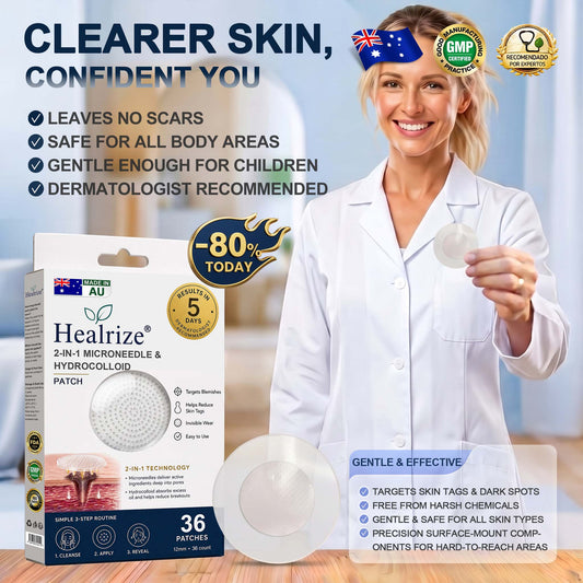 【 🔥Last Day Promotion 70% OFF🔥】🇦🇺𝐇𝐞𝒂𝒍𝗿𝗶𝙯𝙚®2-in-1 Microneedle & Hydrocolloid Patch| Removes Raised Moles, Acne, Flat Warts & Skin Tags | Helps Improve Wrinkles, Scars & Blemishes | Invisible Patches for Face & Body